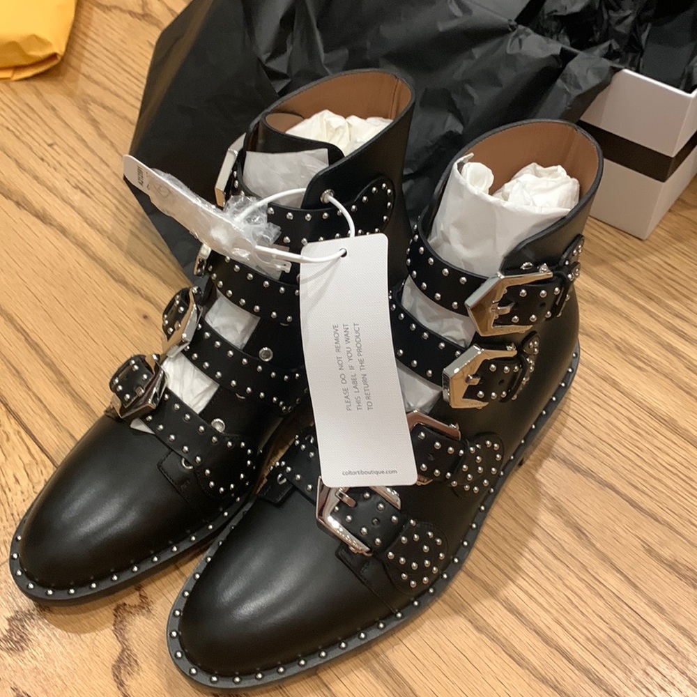 Brand new Givenchy ankle booties. Black leather with silver hardware